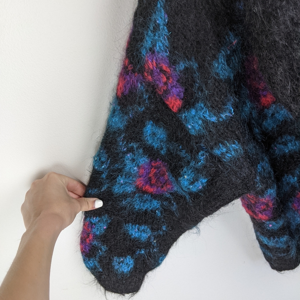 Atlandia Black Floral Mohair Button Front Cardigan - Picture 7 of 8